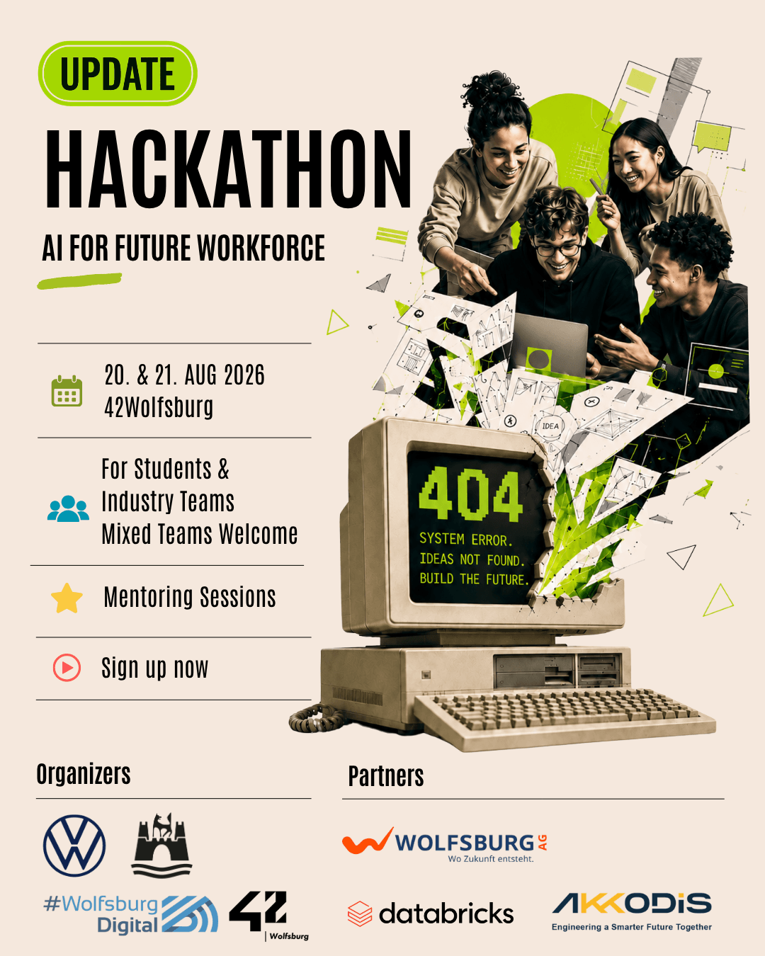 Ankündigung des AI for Future Workforce Hackathons am 20. und 21. August 2026 in Wolfsburg