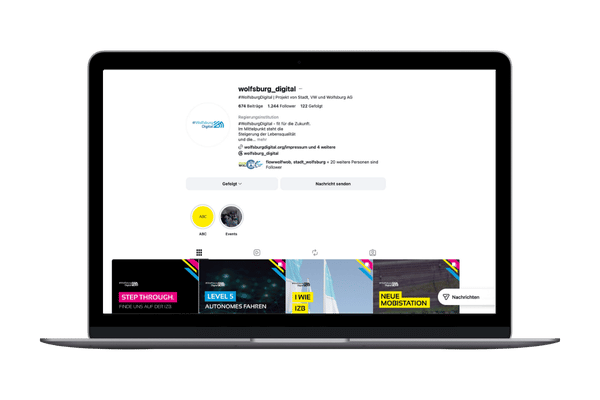 Mock-up Instagram-Kanal von WolfsburgDigital