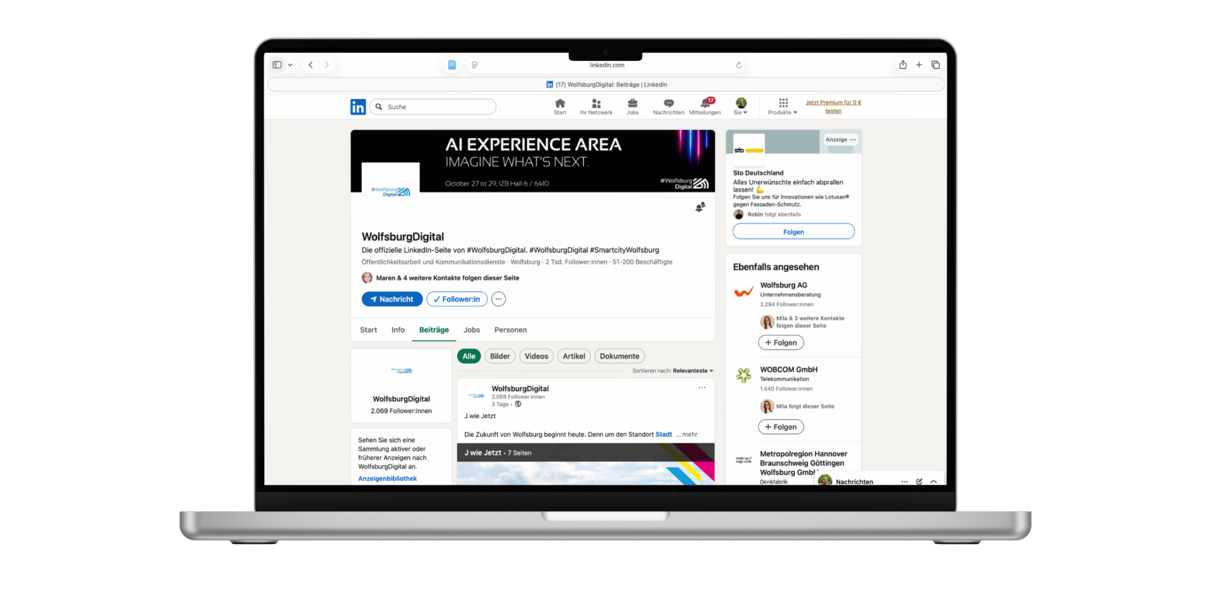 LinkedIn Oberfläche